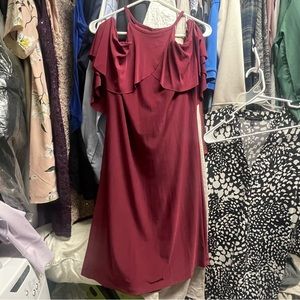 Maroon cold shoulder dress